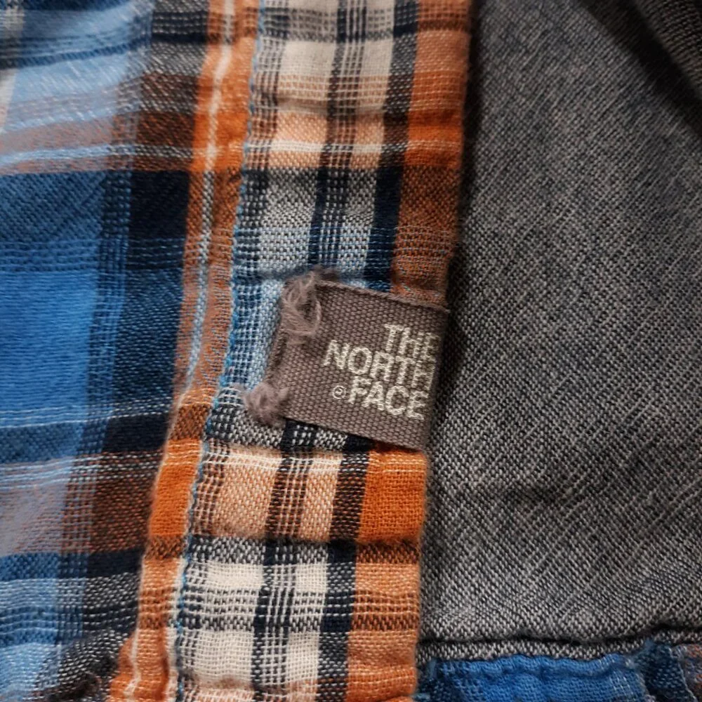 The North Face Short Sleeve Flannel Shirt Mens Medium Blue Plaid Outdoor‎ Hiking